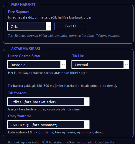 FunnyMacro — Ayarlar, İnsancıl sekmesi