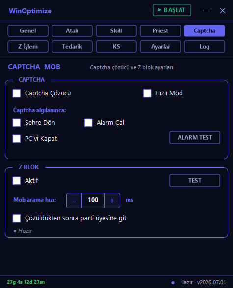 FunnyMacro — Captcha ve Z Blok ekranı