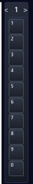 FunnyMacro — Skill bar sütunu: sayfa okları ve 1–0 slotları
